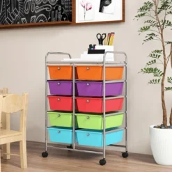 Tangkula 10-Drawer Rolling Storage Cart Tools Scrapbook Paper Organizer On Wheels Multicolor -Beauty house GUEST f7acc7b1 e939 490f 9859 9d65252e8827