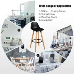 Tangkula Set Of 4 Mid Century Barstool 28.5" Dining Pub Chair W/Leather Padded Seat Black -Beauty house GUEST f7bade85 c1ee 4e54 9d32 b0fe85103ddc