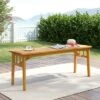 Tangkula Acacia Wood Outdoor Bench 48" Long Backless Wooden Picnic Bench W/ Slatted Seat