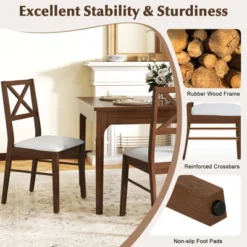 Tangkula Dining Chairs Set Of 4 Upholstered Kitchen Side Chairs W/ Rubber Wood Frame -Beauty house GUEST f7cc0650 4b58 4f4b 9b50 8616a5c65301