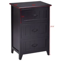 Tangkula 3 Drawers Nightstand End Table Storage Wood Side Bedside Black -Beauty house GUEST f7dae70b 0da0 4fd3 bc11 c8e9b685f8a4