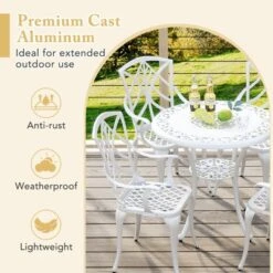 Tangkula 5 Pieces All-Weather Outdoor Cast Aluminum Dining Set Round Dining Table -Beauty house GUEST f824de7c 5bbf 4ced b54d a6b8e41846d2