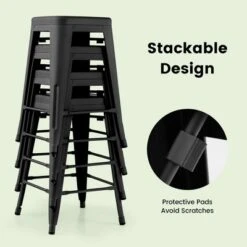 Tangkula 24" Set Of 4 Tolix Style Barstool Counter Height Metal Bar Stool Stackable Chair Black -Beauty house GUEST f8460d24 14ac 4b80 8f9c 83cfb888f7d3