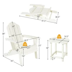 Tangkula Patio 3PCS Adirondack Chair Side Table Set Outdoor Chair Set With End Table Weather Resistant Cup Holder For Backyard Garden White -Beauty house GUEST f84c425b 8bcc 4d9d b8fa 200466aa89a0