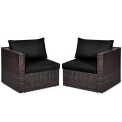 Tangkula 2-Piece Patio Wicker Corner Sofa Set Rattan Loveseat With Removable Cushions -Beauty house GUEST f89efa1e d628 4f2e 9ea6 2080db28b478
