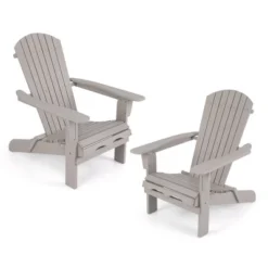 Tangkula Folding Adirondack Chair Set Of 2 W/ High Backrest & Wide Armrests Wooden -Beauty house GUEST f8ba0557 68ac 4b3a 8d94 c5cdd80e591a