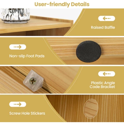 Tangkula Wood Storage Cube Bookcase 3 Tier 8 Cube Open Shelf Storage Cabinet With Anti-Toppling Devices Bookshelf Natural/Burlywood/Oak Grey/White 8 Tangkula Wood Storage Cube Bookcase 3 Tier 8 Cube Open Shelf Storage Cabinet With Anti-Toppling Devices Bookshelf Natural/Burlywood/Oak Grey/White - Image 6