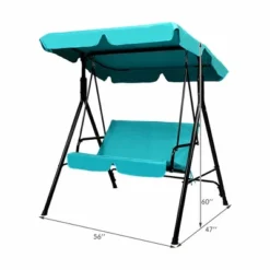Tangkula Blue Outdoor Swing Canopy Patio Swing Chair 2-Person Canopy Hammock -Beauty house GUEST fa045d0b b967 4694 a186 1b5d22bf91b5
