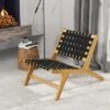 Tangkula Teak Wooden Chair W/ Woven Webbing Seat & Backrest For Patio Mid Century Modern -Beauty house GUEST fa1656cf 705b 4d0d a390 5af3c91f02dc