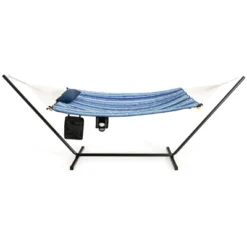 Tangkula 12Ft Hammock With Heavy-Duty Steel Stand, Woven Hammock Chair Set, Portable Hammock With Beech Wood Bar & Cotton Mat -Beauty house GUEST fa34888d ca21 4e37 b89d c142757b2388