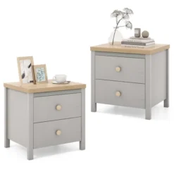 Tangkula 2 PCS Nightstand Farmhouse Side End Table W/ Solid Wood Legs & 2 Drawers 18 Tangkula 2 PCS Nightstand Farmhouse Side End Table W/ Solid Wood Legs & 2 Drawers -Beauty house GUEST fa5c4a73 5000 47cd ab33 8e72f7bfadc2