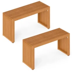 Tangkula 2 PCS 36 Inch Patio Bench All-Slat Acacia Wood Loveseat For 2 People 800 Lbs Capacity -Beauty house GUEST fa617e85 2b38 482e b1a1 d39eeccd00c6