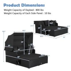 Tangkula Patio Rattan Daybed With Retractable Canopy Wicker Sun Lounger With 2 Foldable Side Panels Thick Seat & Back Cushions -Beauty house GUEST fa7ba2b2 f504 479e 9af1 9a207329e4b5