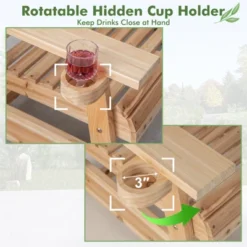 Tangkula 1PC/2PCS Outdoor Fir Wood Rocking Chair Outdoor Glider Chair With Rotatable Hidden Cup Holder And Curved Seat -Beauty house GUEST fa928b31 0f0e 4cf1 9b69 78c4dbdc576f