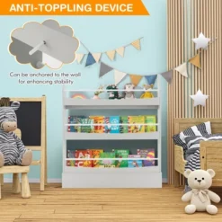 Tangkula 3-Tier Kids Bookshelf Toy Storage Bookcase Rack Wall W/ Anti-toppling Kits -Beauty house GUEST fa97f515 a6b7 403d b7c2 a0e444080fb2