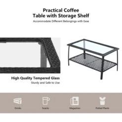 Tangkula 4PCS Patio Rattan Furniture Set Outdoor Conversation Set W/Tempered Glass Coffee Table Beige -Beauty house GUEST fab76c4a db65 4c26 a6b5 6233ad0bd75a