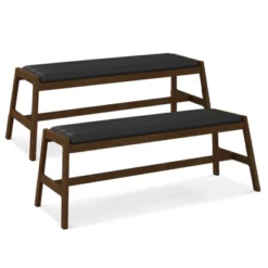 Tangkula 1pc/2pcs Solid Wood Dining Bench 50" Upholstered Entryway Bench W/ Padded Seat & Rubber Wood Frame Rectangular Ottoman Bench -Beauty house GUEST fabb172a 7674 4423 a754 c373c7a2b45a