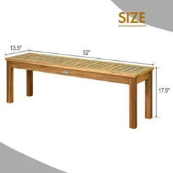 Tangkula Acacia Wood Outdoor Backless Bench Rustic Patio Dining Bench With Slatted Seat -Beauty house GUEST fad8e5e9 ed9e 4cb3 91f2 2c9c7e7c58ca