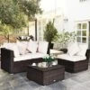 Tangkula 4PCS Rattan Patio Sofa Conversation Set Outdoor Furniture Set W/ Cushion -Beauty house GUEST fb166cae aae5 4013 973a 9e2c16caa822