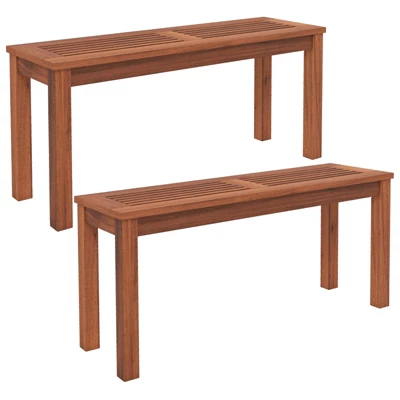 Tangkula 1PC/2PCS Patio Wood Bench 2-Person Solid Wood Bench W/ Slatted Seat 39.5” Long Bench W/ Stable Wood Frame 10 Tangkula 1PC/2PCS Patio Wood Bench 2-Person Solid Wood Bench W/ Slatted Seat 39.5” Long Bench W/ Stable Wood Frame - Image 8