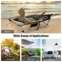 Tangkula Portable Folding Hammock Free Standing Hammock W/ Stand-Folds&Carrying Bag&Anti-Slip Buckle&Storage Pocket -Beauty house GUEST fb322de9 6b0f 41f0 95e3 b48b4b339aaf