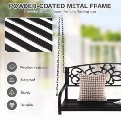 Tangkula Patio Hanging Porch Swing 2-Person Outdoor Metal Swing Bench Chair W/ Chains -Beauty house GUEST fb91387a 9bac 4991 8f60 e57655834246