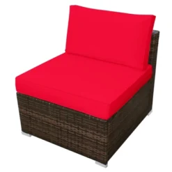 Tangkula 5-Piece Outdoor Rattan Wicker Sofa Set Lounge Chair With Red Cushions -Beauty house GUEST fba63f10 8415 4e34 9c18 1e3a4dca953b