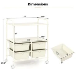 Tangkula 4-Drawer Rolling Storage Cart With 2 Shelves Mobile Utility Cart With Removable Drawers And Metal Frame With Lockable Wheels White -Beauty house GUEST fbbd045b 8d71 47e4 a528 3da88645a911