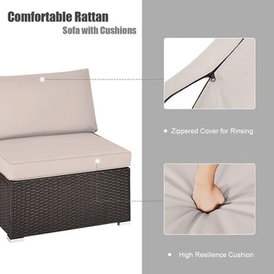 Tangkula 2PCS Patio Sectional Armless Sofas Outdoor Rattan Furniture Set W/ Cushions 6 Tangkula 2PCS Patio Sectional Armless Sofas Outdoor Rattan Furniture Set W/ Cushions - Image 4