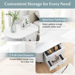 Tangkula 2PCS Nightstand W/ 2 Drawers Faux Marble Bedside Table For Small Space -Beauty house GUEST fc4975d3 50bb 4484 b1ce 01c923af1f1e