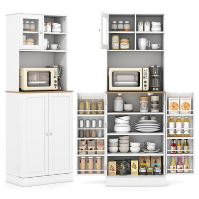 Tangkula Kitchen Pantry Cabinet W/Microwave Shelf 8 Door Shelves & 5 Adjustable Shelves 11 Tangkula Kitchen Pantry Cabinet W/Microwave Shelf 8 Door Shelves & 5 Adjustable Shelves - Image 9