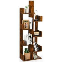 Tangkula 8-Tier Modern Bookshelf Anti-fall Tree Bookcase Storage Rack Suitable For Home & Office Brown/White/Black -Beauty house GUEST fc8232b0 6a32 4de1 9a10 606d2b05baf9