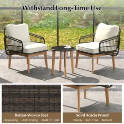 Tangkula 3 Piece Patio Chair Set Wicker Chair & Side Table Set W/ Soft Cushions & Tempered Glass Tabletop 15 Tangkula 3 Piece Patio Chair Set Wicker Chair & Side Table Set W/ Soft Cushions & Tempered Glass Tabletop -Beauty house GUEST fcb6d1f7 b55f 4f59 853e e69102427b65
