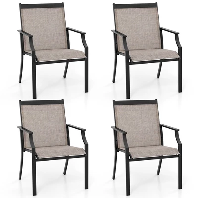 Tangkula Patio Chairs Set Of 4 Dining Chairs W/ Curved Backrest Long Armrest Breathable Fabric 11 Tangkula Patio Chairs Set Of 4 Dining Chairs W/ Curved Backrest Long Armrest Breathable Fabric - Image 9