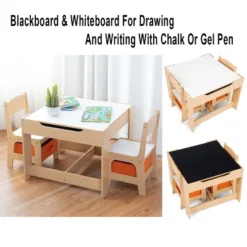 Tangkula Children Kids Table Chairs Set With Storage Boxes Blackboard Whiteboard Drawing -Beauty house GUEST fd013f8a 6618 4f6b b6f4 81b25d3bd395