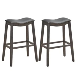 Tangkula Set Of 2 Saddle Bar Stools Bar Height Kitchen Chairs W/ Rubber Wood Legs -Beauty house GUEST fd4d1cd4 071a 40b9 b5f9 1c525bd595a0