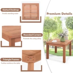 Tangkula 2PCS Outdoor Adirondack Side Table 18" Square End Table W/ Slatted Tabletop -Beauty house GUEST fd518bd7 1948 46ce bd23 0082e24a1690