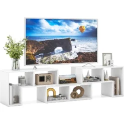 Tangkula 3 PCS Adjustable TV Stand Minimalist Entertainment Center For 43 55 60 65 Inch TV Media Console Table Brown/Black/White -Beauty house GUEST fd996286 c1e5 4438 8862 1973f83287d8