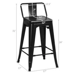 Tangkula Set Of 4 Metal Bar Stools 24" Industrial Chair Low Back Black -Beauty house GUEST fdc8fa18 236d 4659 ad10 50470a6fb32a