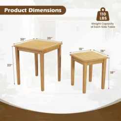 Tangkula 2 PCS Patio Nesting Table Teak Wood Outdoor Space Saving Design Square End Table -Beauty house GUEST fdd6d0dd cb20 4879 b8b1 0b053ccad64a