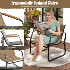 Tangkula 3-Piece Bistro Set Patio Chairs & Side Table W/ Storage Basket Breathable Mesh Fabric -Beauty house GUEST fe1aefd7 e96d 4382 8287 8cfc07a25ed2