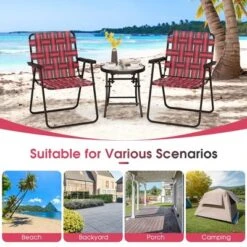 Tangkula Set Of 2 Patio Folding Web Chair Set Portable Beach Camping Chair Red -Beauty house GUEST fe1d7d7e cf90 45b5 82fe 634148987a47