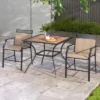 Tangkula Patio Table For 4 People W/ Umbrella Hole Wood-Like Tabletop Metal Support Legs -Beauty house GUEST fe21681c 0d92 49ba 8c1b 913504addaee