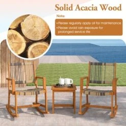 Tangkula 3 Pieces Rocking Bistro Set PE Rattan Front Porch Chairs W/ Coffee Table -Beauty house GUEST fe2f26f9 55aa 49b2 877f f685ffa46a3f