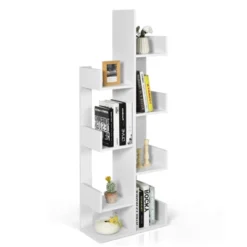 Tangkula 8-Tier Modern Bookshelf Anti-fall Tree Bookcase Storage Rack Suitable For Home & Office Brown/White/Black -Beauty house GUEST fe517766 810a 42e9 908d 7d9cdd00bfb7