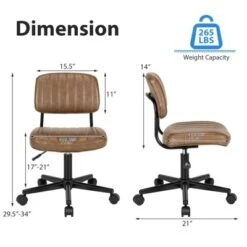 Tangkula Leisure Office Chair Mid-back Swivel Task Chair PU Leather Adjustable Armless Chair Retro Design Black / Brown -Beauty house GUEST fe5c1893 58e7 4ab6 8ca1 2cd90f2d5d86