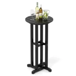 Tangkula 21.5" Round Bar Table Patio HDPE Bar Height Dining Table W/ Slatted Tabletop -Beauty house GUEST ff175b0d 4b2c 4913 a2e8 dd5a58e20120