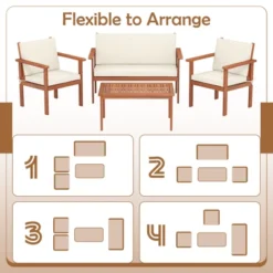 Tangkula 4 Pieces Patio Furniture Set Acacia Wood Porch Chairs W/ Table -Beauty house GUEST ffbfc201 b39e 4451 a8e3 46736aeaed9e