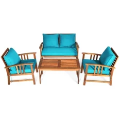 Tangkula 8pcs Wooden Patio Furniture Set Table & Sectional Sofa W/ Turquoise Cushion 18 Tangkula 8pcs Wooden Patio Furniture Set Table & Sectional Sofa W/ Turquoise Cushion -Beauty house GUEST ffe7dd5a 0f3b 4215 850b 4c745b2a6591