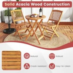 Tangkula Patio Folding Chair Set Of 2 Portable Acacia Wood Dining Chairs With High Back & Seat Cushions Beige/Navy/Red -Beauty house GUEST fff89243 e54e 4dd6 9049 0e5d6424ab07